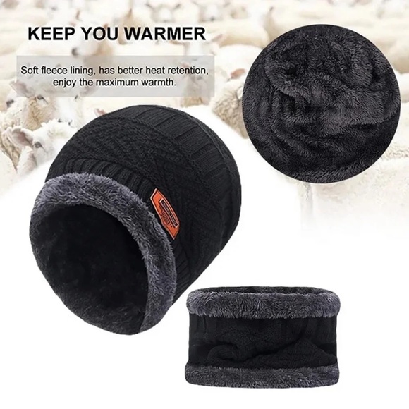 New Women Winter Warm Fleece Lined Balaclava Snow Ski Cap Beanie Hat Scarf Set - Picture 3 of 5